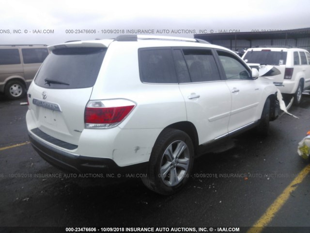 5TDDK3EH8DS185381 - 2013 TOYOTA HIGHLANDER LIMITED WHITE photo 4