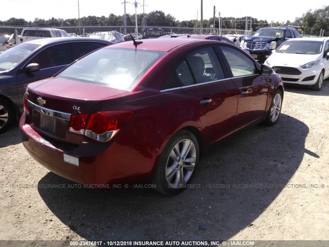 1G1PH5S99B7132810 - 2011 CHEVROLET CRUZE LTZ RED photo 4