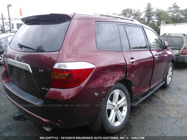 JTEES42A182043254 - 2008 TOYOTA HIGHLANDER LIMITED RED photo 4