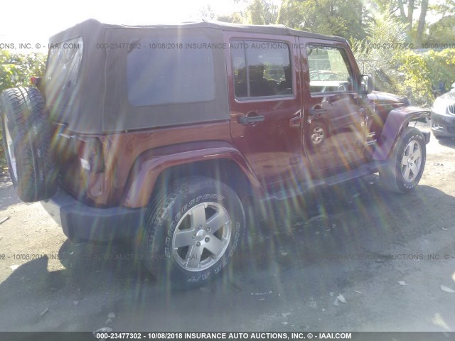 1J4GA59119L727576 - 2009 JEEP WRANGLER UNLIMITE SAHARA MAROON photo 4