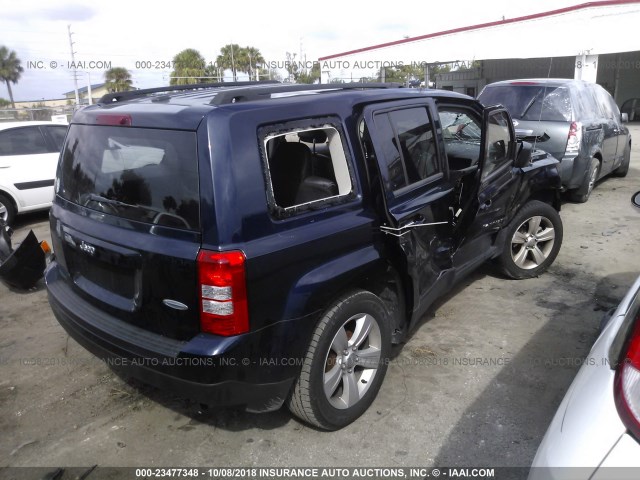 1C4NJPFB4ED717859 - 2014 JEEP PATRIOT LATITUDE BLUE photo 4