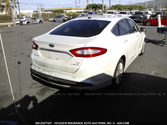 3FA6P0LU5ER366814 - 2014 FORD FUSION SE HYBRID WHITE photo 4