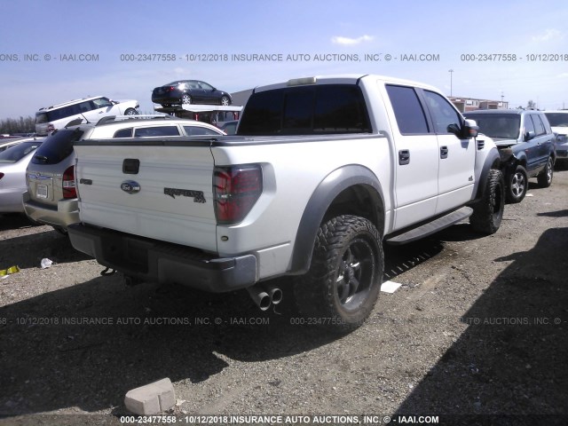 1FTFW1R69BFC19738 - 2011 FORD F150 SVT RAPTOR WHITE photo 4