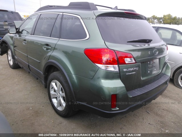 4S4BRDLCXE2231345 - 2014 SUBARU OUTBACK 3.6R LIMITED GREEN photo 3