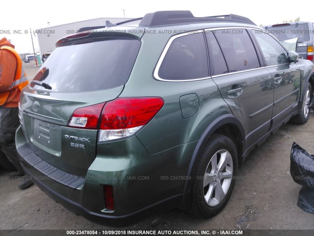 4S4BRDLCXE2231345 - 2014 SUBARU OUTBACK 3.6R LIMITED GREEN photo 4