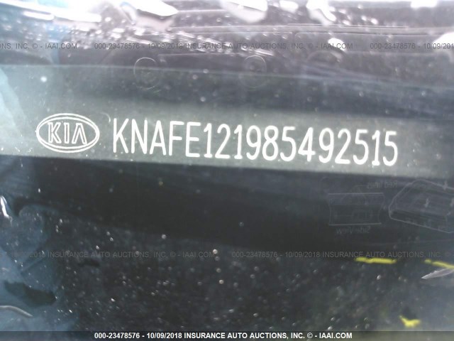 KNAFE121985492515 - 2008 KIA SPECTRA EX/LX/SX SILVER photo 9