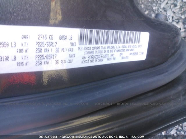 2C4RDGCGXFR712611 - 2015 DODGE GRAND CARAVAN SXT GRAY photo 9