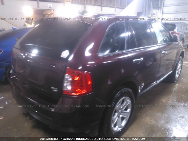 2FMDK4JC3BBA70844 - 2011 FORD EDGE SEL BURGUNDY photo 4