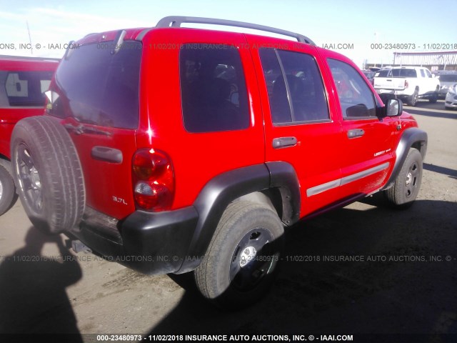 1J4GL48K03W712748 - 2003 JEEP LIBERTY SPORT/FREEDOM RED photo 4