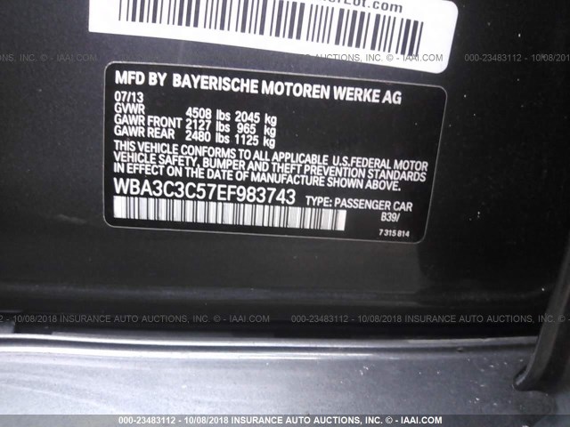 WBA3C3C57EF983743 - 2014 BMW 320 I/XDRIVE GRAY photo 9