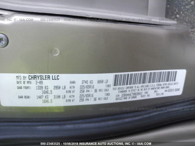 2D8HN44E79R638431 - 2009 DODGE GRAND CARAVAN SE GOLD photo 9