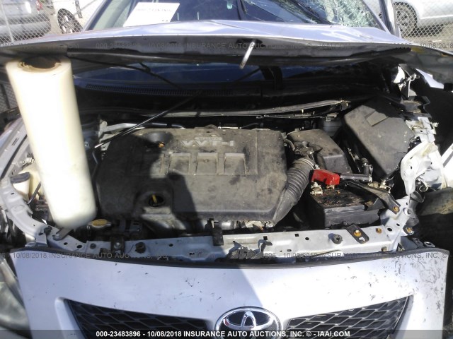 2T1BU4EEXAC455888 - 2010 TOYOTA COROLLA S/LE/XLE SILVER photo 10