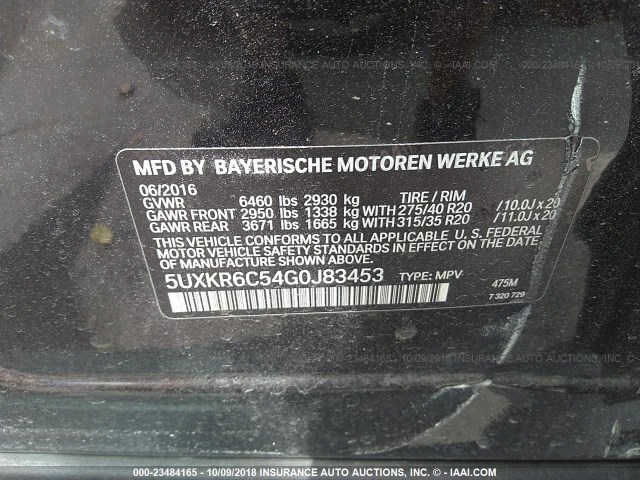 5UXKR6C54G0J83453 - 2016 BMW X5 XDRIVE50I BLACK photo 9