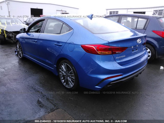 KMHD04LB9HU356548 - 2017 HYUNDAI ELANTRA SPORT BLUE photo 3