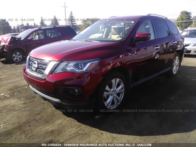 5N1DR2MM4JC626307 - 2018 NISSAN PATHFINDER S/SV/SL/PLATINUM RED photo 2