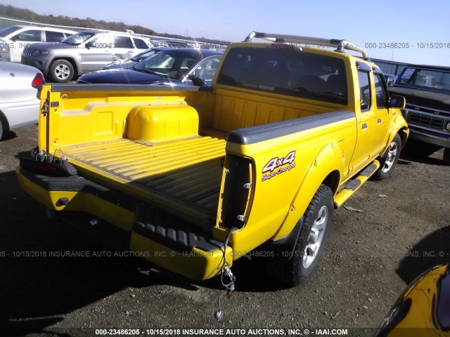 1N6MD29Y42C329485 - 2002 NISSAN FRONTIER CREW CAB SC YELLOW photo 4