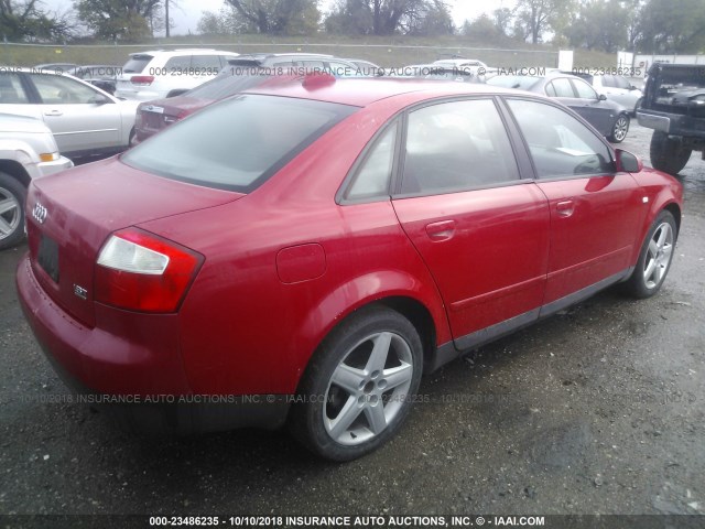 WAULC68E14A068117 - 2004 AUDI A4 1.8T QUATTRO RED photo 4