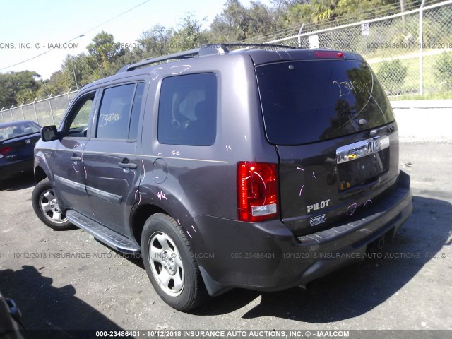 5FNYF3H25DB015867 - 2013 HONDA PILOT LX BROWN photo 3