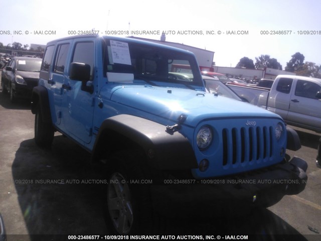 1C4BJWDG4HL716426 - 2017 JEEP WRANGLER UNLIMITE SPORT Light Blue photo 1