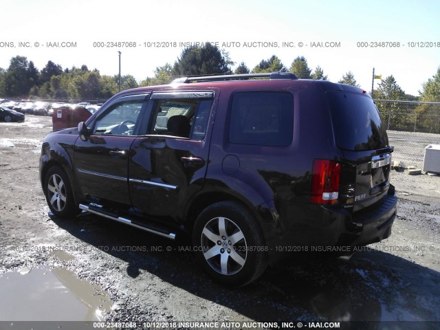 5FNYF4H93CB067595 - 2012 HONDA PILOT TOURING MAROON photo 3