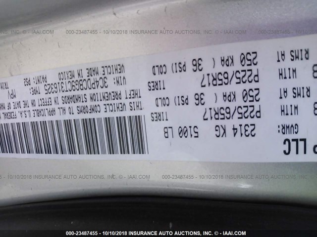 3C4PDCBG9CT316325 - 2012 DODGE JOURNEY SXT SILVER photo 9