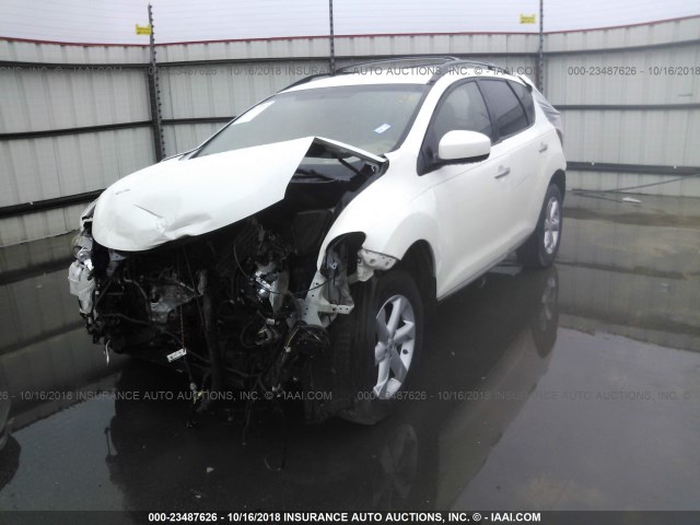 JN8AZ18U59W003496 - 2009 NISSAN MURANO S/SL WHITE photo 2