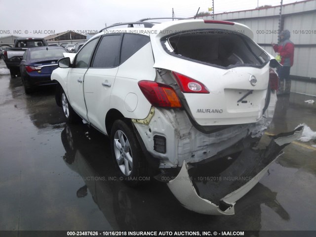 JN8AZ18U59W003496 - 2009 NISSAN MURANO S/SL WHITE photo 3