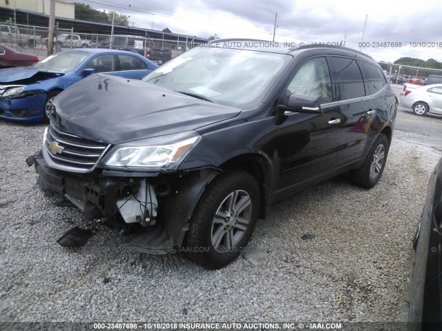 1GNKRHKD5HJ142354 - 2017 CHEVROLET TRAVERSE LT BLACK photo 2