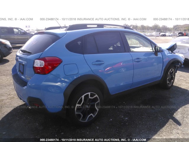 JF2GPABC3GH291145 - 2016 SUBARU CROSSTREK PREMIUM BLUE photo 4