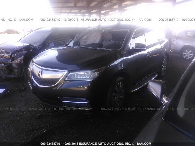 5FRYD3H43EB004132 - 2014 ACURA MDX TECHNOLOGY GRAY photo 2