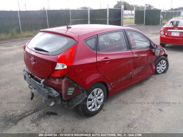 KMHCT5AE2GU255260 - 2016 HYUNDAI ACCENT RED photo 4