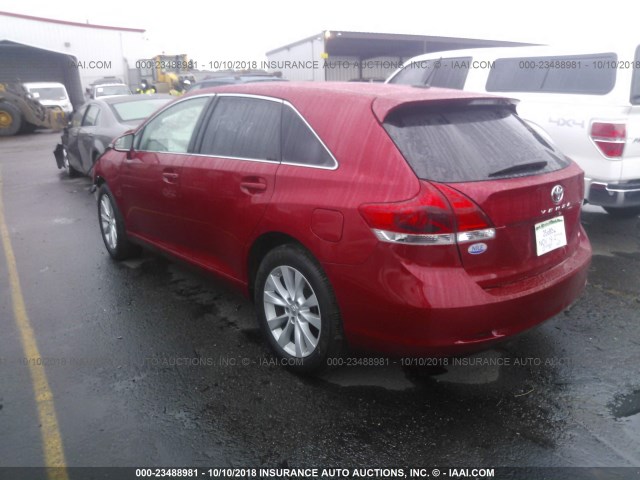 4T3ZA3BB7EU087595 - 2014 TOYOTA VENZA LE/XLE RED photo 3