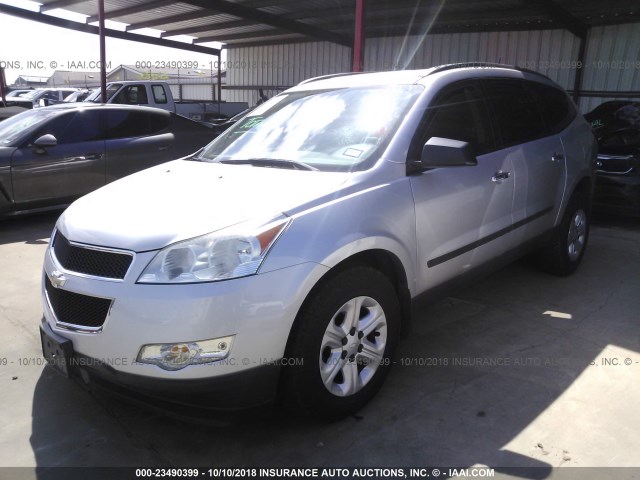 1GNKRFED5BJ349642 - 2011 CHEVROLET TRAVERSE LS SILVER photo 2