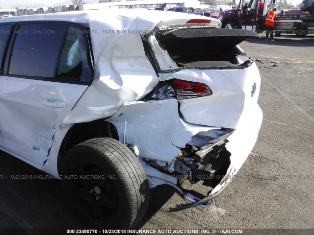 3VW217AU1FM039604 - 2015 VOLKSWAGEN GOLF WHITE photo 6