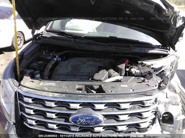 1FM5K7D81GGA70581 - 2016 FORD EXPLORER XLT GRAY photo 10