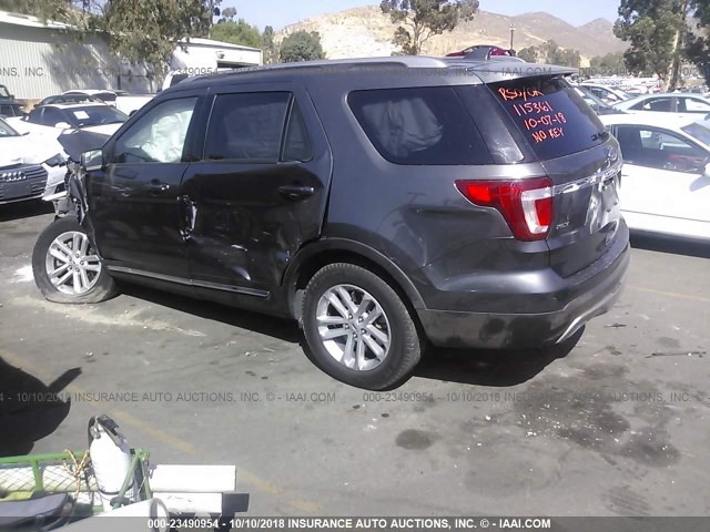 1FM5K7D81GGA70581 - 2016 FORD EXPLORER XLT GRAY photo 3