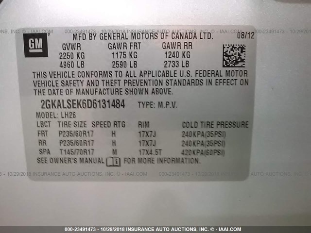 2GKALSEK6D6131484 - 2013 GMC TERRAIN SLE SILVER photo 9