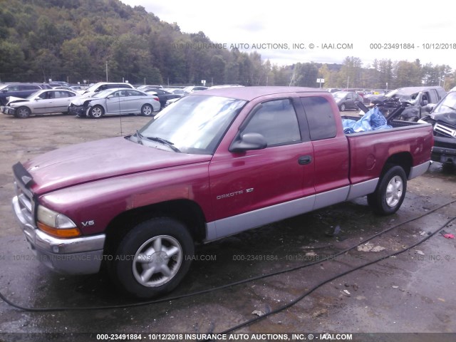 1B7GL22X2WS762674 - 1998 DODGE DAKOTA RED photo 2