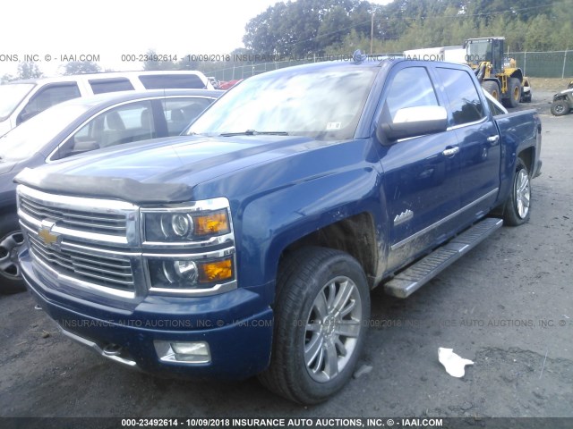 3GCUKTEJ1FG322732 - 2015 CHEVROLET SILVERADO K1500 HIGH COUNTRY BLUE photo 2