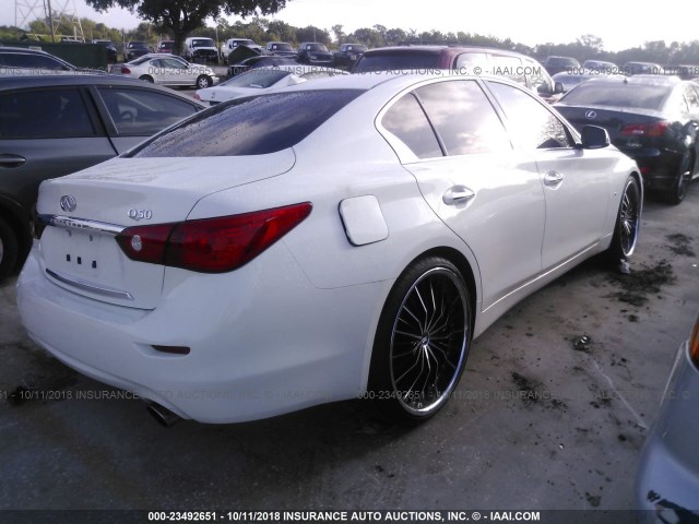 JN1BV7AP3EM686892 - 2014 INFINITI Q50 PREMIUM/SPORT WHITE photo 4