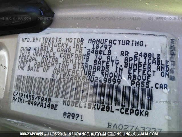 4T1BG28K0WU229099 - 1998 TOYOTA CAMRY CE/LE/XLE Unknown photo 9