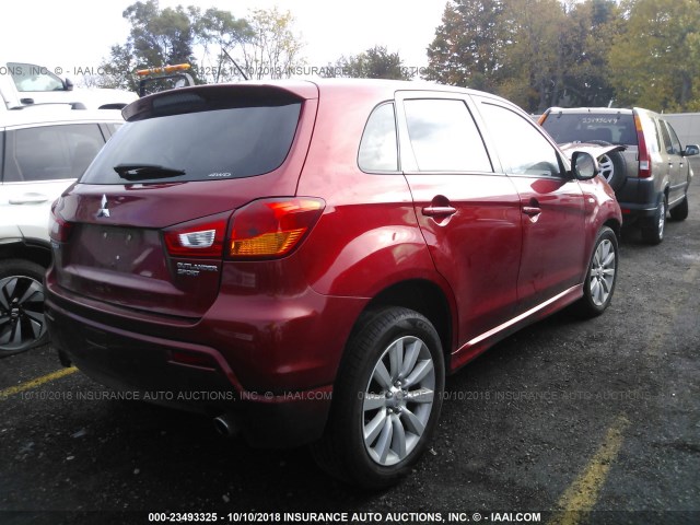 JA4AR4AUXBZ016802 - 2011 MITSUBISHI OUTLANDER SPORT SE RED photo 4