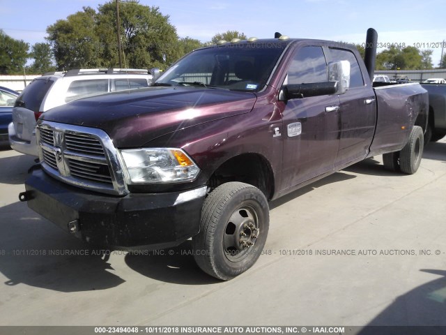 3C63DRKLXCG115421 - 2012 DODGE RAM 3500 LONGHORN MAROON photo 2