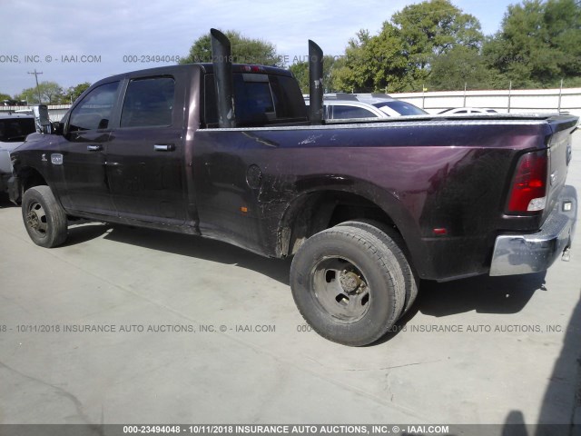 3C63DRKLXCG115421 - 2012 DODGE RAM 3500 LONGHORN MAROON photo 3