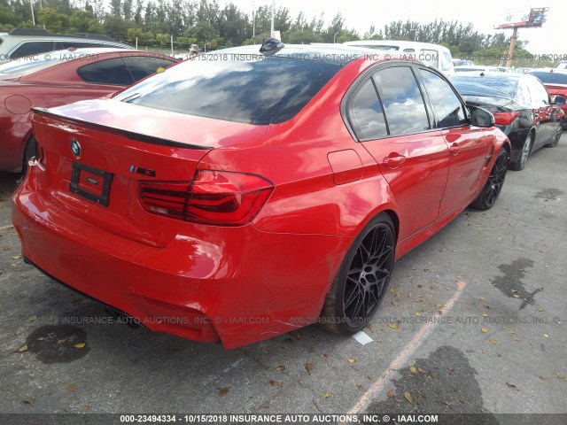 WBS8M9C54J5K98651 - 2018 BMW M3 RED photo 4