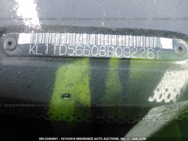 KL1TD56608B092261 - 2008 CHEVROLET AVEO LS BLACK photo 9