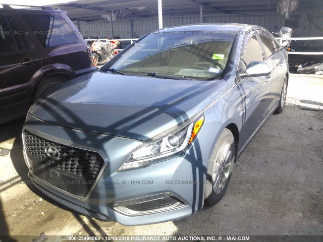 KMHE24L18GA016958 - 2016 HYUNDAI SONATA HYBRID/SE BLUE photo 2