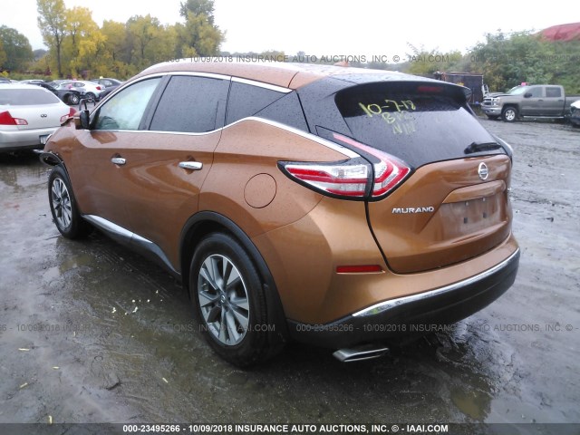 5N1AZ2MH6FN281699 - 2015 NISSAN MURANO S/SL/SV/PLATINUM ORANGE photo 3