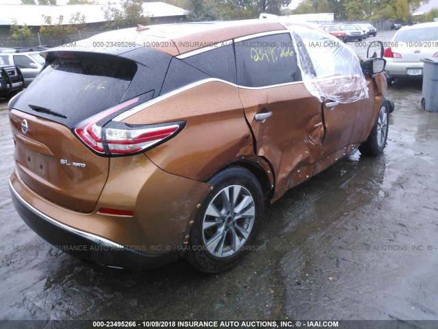 5N1AZ2MH6FN281699 - 2015 NISSAN MURANO S/SL/SV/PLATINUM ORANGE photo 4