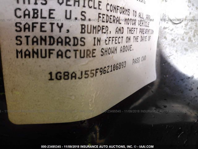1G8AJ55F96Z106893 - 2006 SATURN ION LEVEL 2 BLACK photo 9